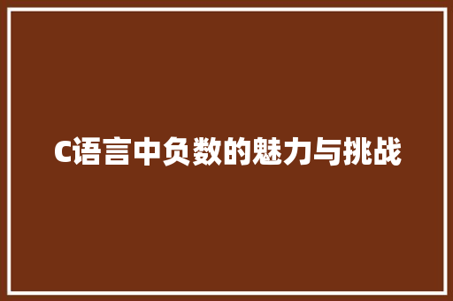 C语言中负数的魅力与挑战