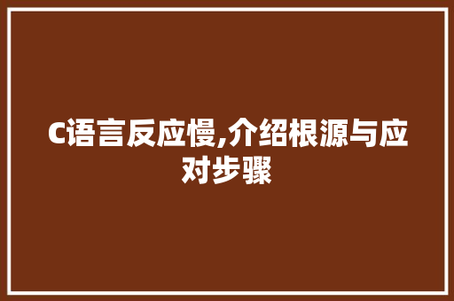C语言反应慢,介绍根源与应对步骤