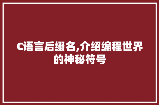 C语言后缀名,介绍编程世界的神秘符号