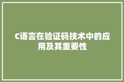 C语言在验证码技术中的应用及其重要性