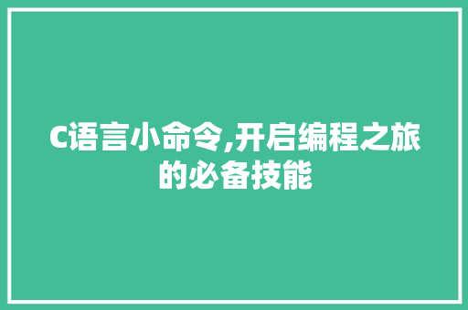 C语言小命令,开启编程之旅的必备技能