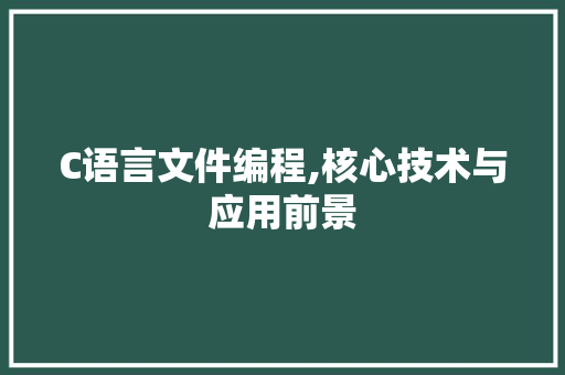 C语言文件编程,核心技术与应用前景