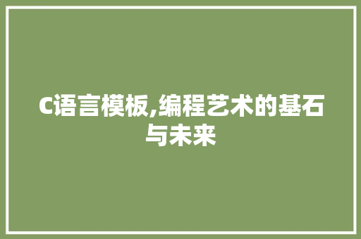 C语言模板,编程艺术的基石与未来