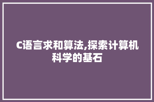C语言求和算法,探索计算机科学的基石