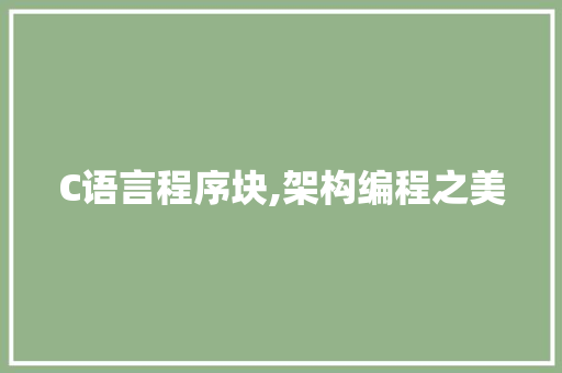 C语言程序块,架构编程之美