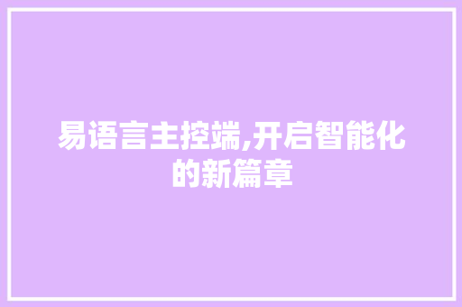 易语言主控端,开启智能化的新篇章