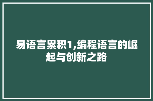 易语言累积1,编程语言的崛起与创新之路
