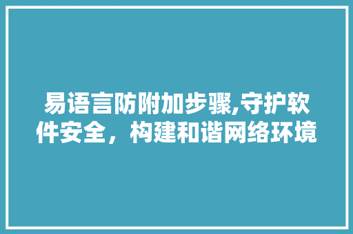 易语言防附加步骤,守护软件安全，构建和谐网络环境
