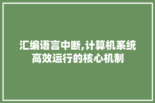 汇编语言中断,计算机系统高效运行的核心机制