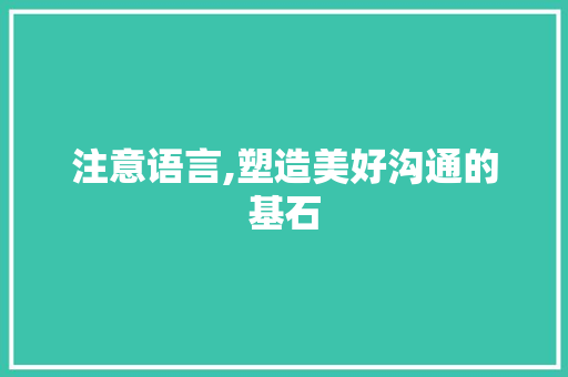 注意语言,塑造美好沟通的基石