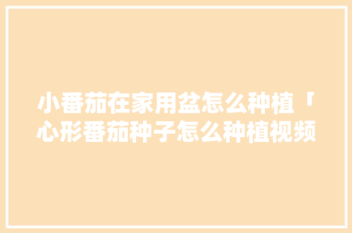 小番茄在家用盆怎么种植「心形番茄种子怎么种植视频」 小番茄在家用盆怎么种植「心形番茄种子怎么种植视频」 花朵知识
