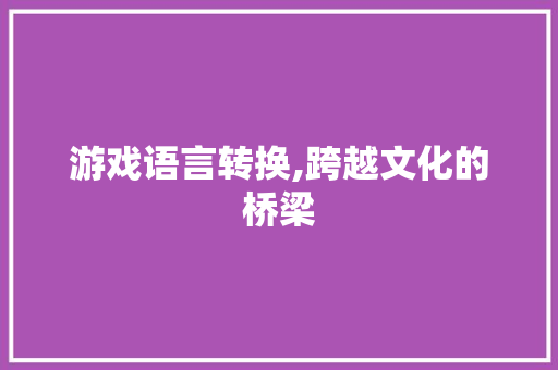 游戏语言转换,跨越文化的桥梁