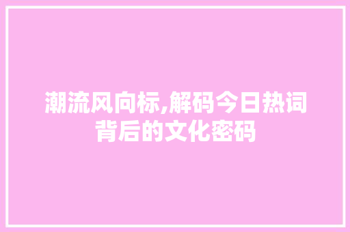 潮流风向标,解码今日热词背后的文化密码