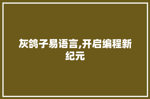 灰鸽子易语言,开启编程新纪元