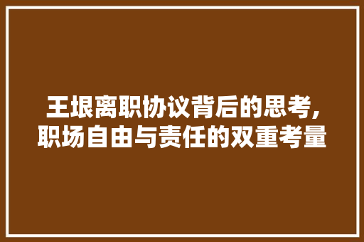 王垠离职协议背后的思考,职场自由与责任的双重考量