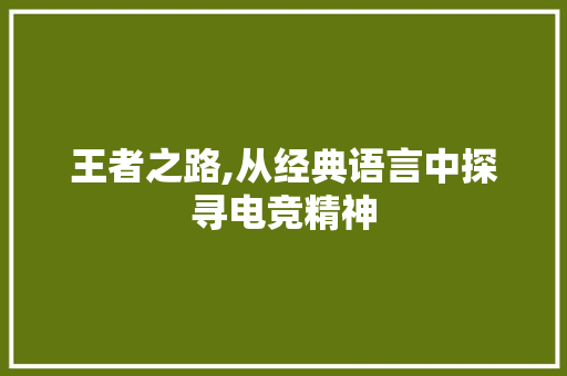 王者之路,从经典语言中探寻电竞精神