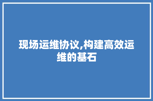 现场运维协议,构建高效运维的基石