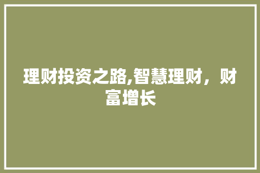 理财投资之路,智慧理财，财富增长