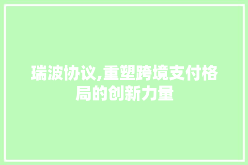 瑞波协议,重塑跨境支付格局的创新力量