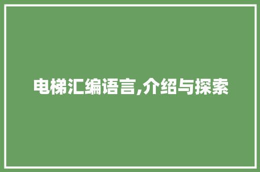 电梯汇编语言,介绍与探索