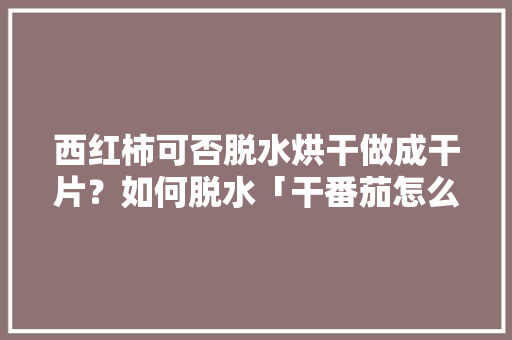 西红柿可否脱水烘干做成干片？如何脱水「干番茄怎么种植的呢视频」 西红柿可否脱水烘干做成干片？如何脱水「干番茄怎么种植的呢视频」 番茄病虫害防治