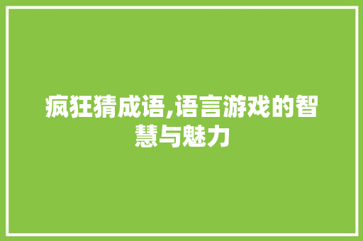 疯狂猜成语,语言游戏的智慧与魅力