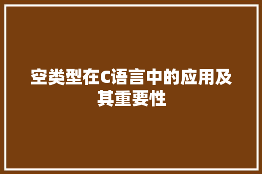空类型在C语言中的应用及其重要性