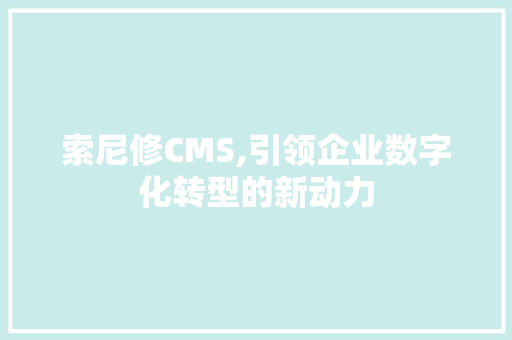 索尼修CMS,引领企业数字化转型的新动力