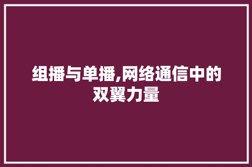 组播与单播,网络通信中的双翼力量