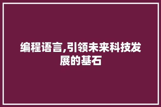 编程语言,引领未来科技发展的基石