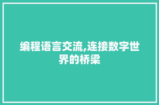 编程语言交流,连接数字世界的桥梁