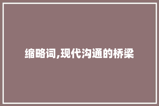 缩略词,现代沟通的桥梁