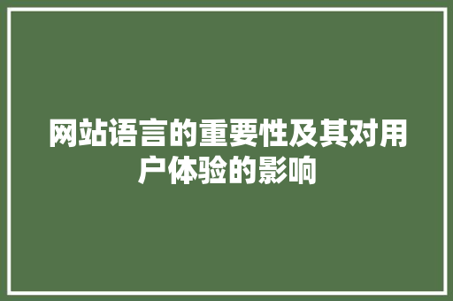 网站语言的重要性及其对用户体验的影响