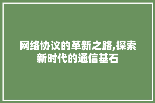 网络协议的革新之路,探索新时代的通信基石
