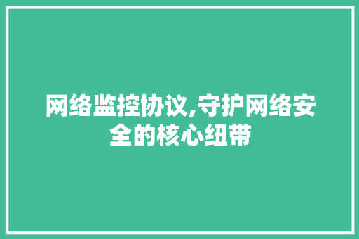 网络监控协议,守护网络安全的核心纽带