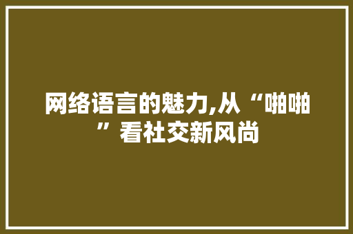 网络语言的魅力,从“啪啪”看社交新风尚