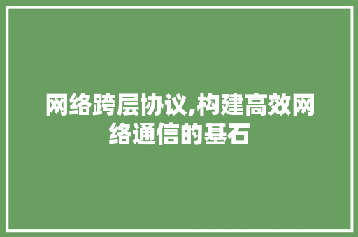 网络跨层协议,构建高效网络通信的基石 花朵知识