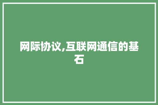 网际协议,互联网通信的基石