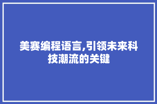 美赛编程语言,引领未来科技潮流的关键