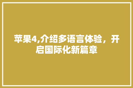 苹果4,介绍多语言体验，开启国际化新篇章
