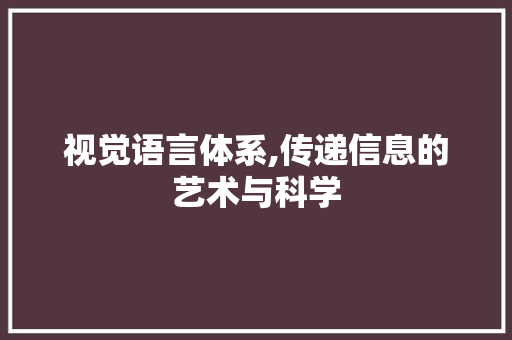 视觉语言体系,传递信息的艺术与科学