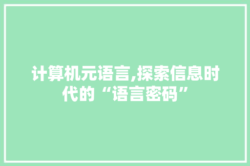 计算机元语言,探索信息时代的“语言密码” 花朵知识