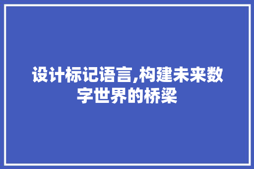 设计标记语言,构建未来数字世界的桥梁