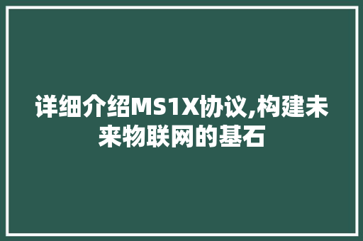 详细介绍MS1X协议,构建未来物联网的基石