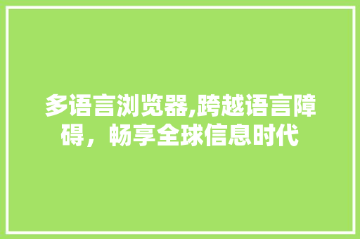 多语言浏览器,跨越语言障碍，畅享全球信息时代