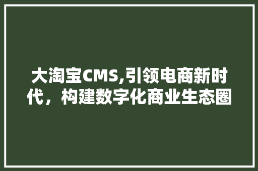 大淘宝CMS,引领电商新时代，构建数字化商业生态圈