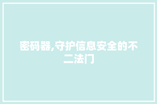 密码器,守护信息安全的不二法门