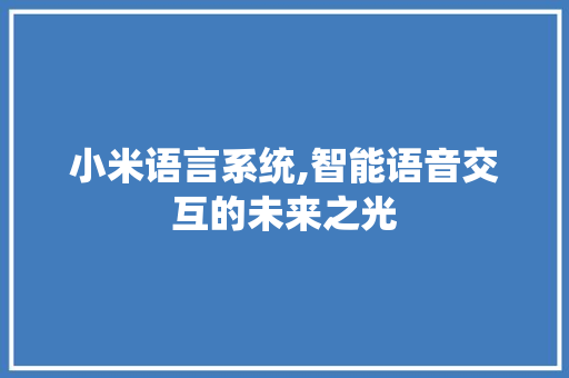 小米语言系统,智能语音交互的未来之光