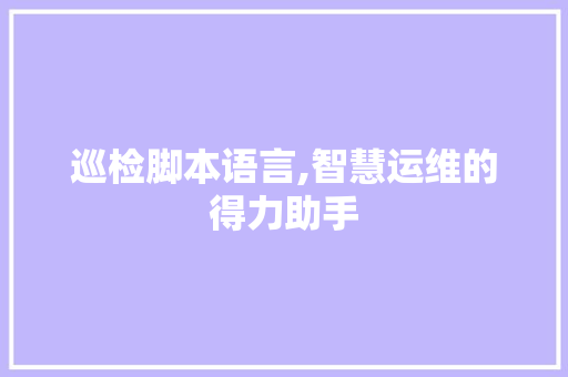 巡检脚本语言,智慧运维的得力助手
