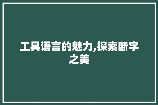 工具语言的魅力,探索断字之美